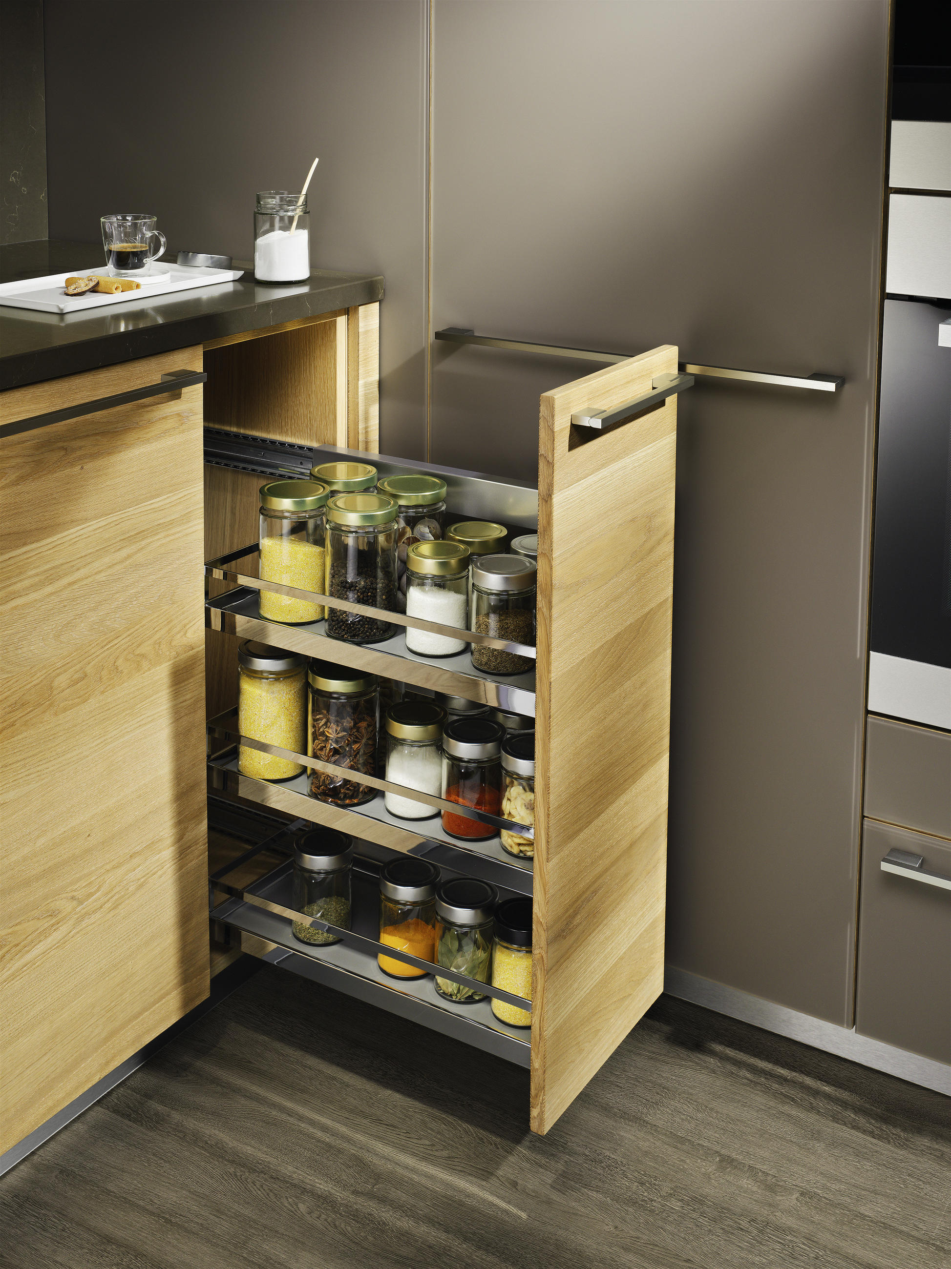EINBAUKÜCHE LINEE  - Taupe/Eichefarben, Design, Holz - Team 7
