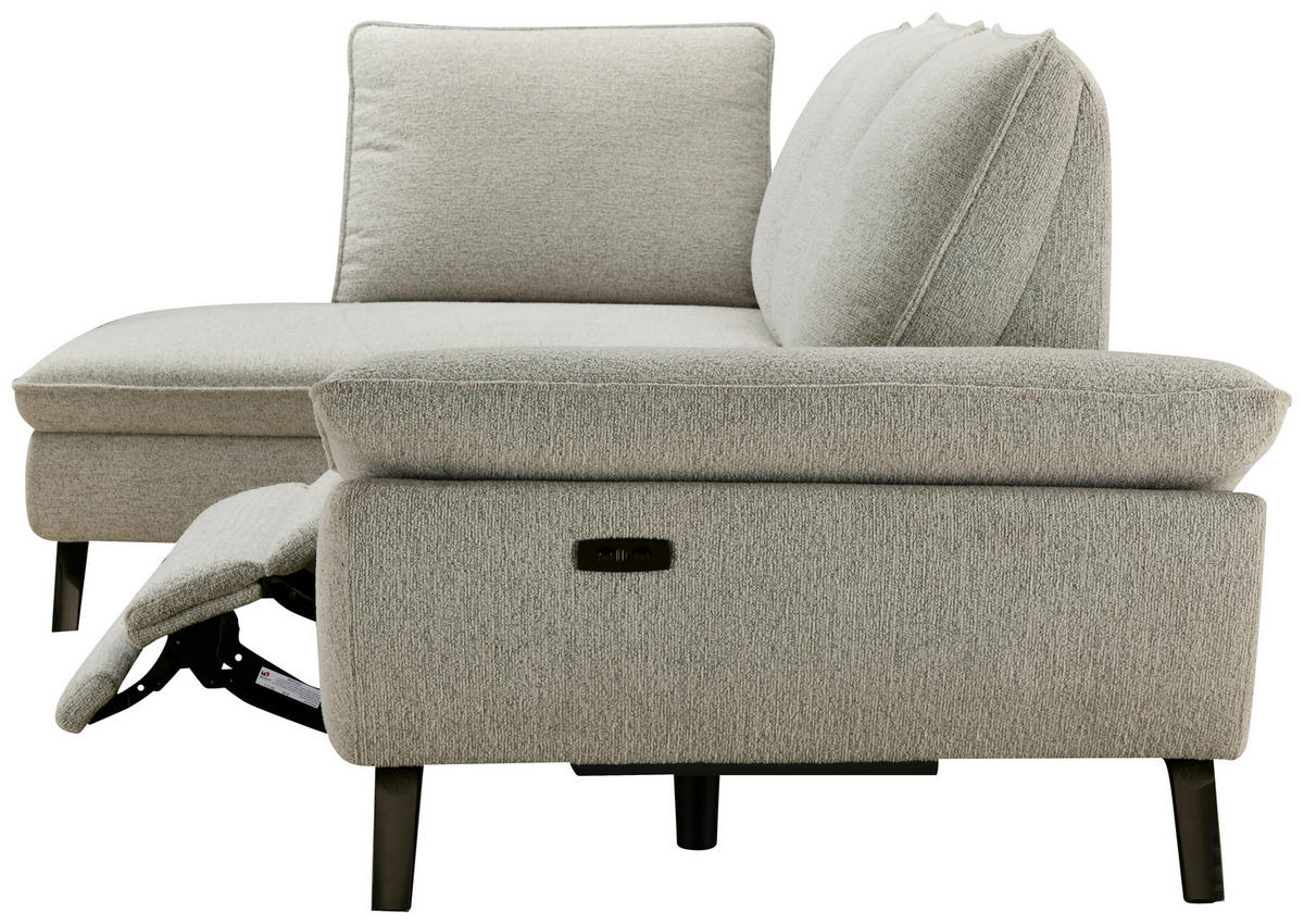ECKSOFA Beige Webstoff  - Beige/Schwarz, MODERN, Textil/Metall (161/290cm) - Livetastic