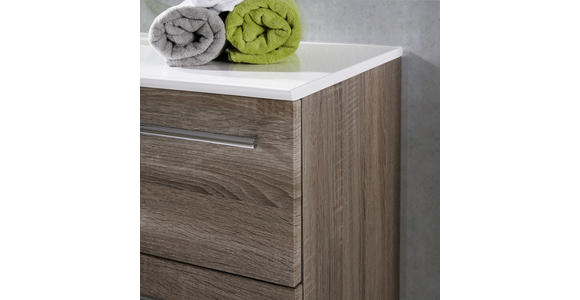 BADEZIMMER in 140,6 cm - Eichefarben/Weiß, Design, Glas/Holzwerkstoff (140,6cm) - Novel