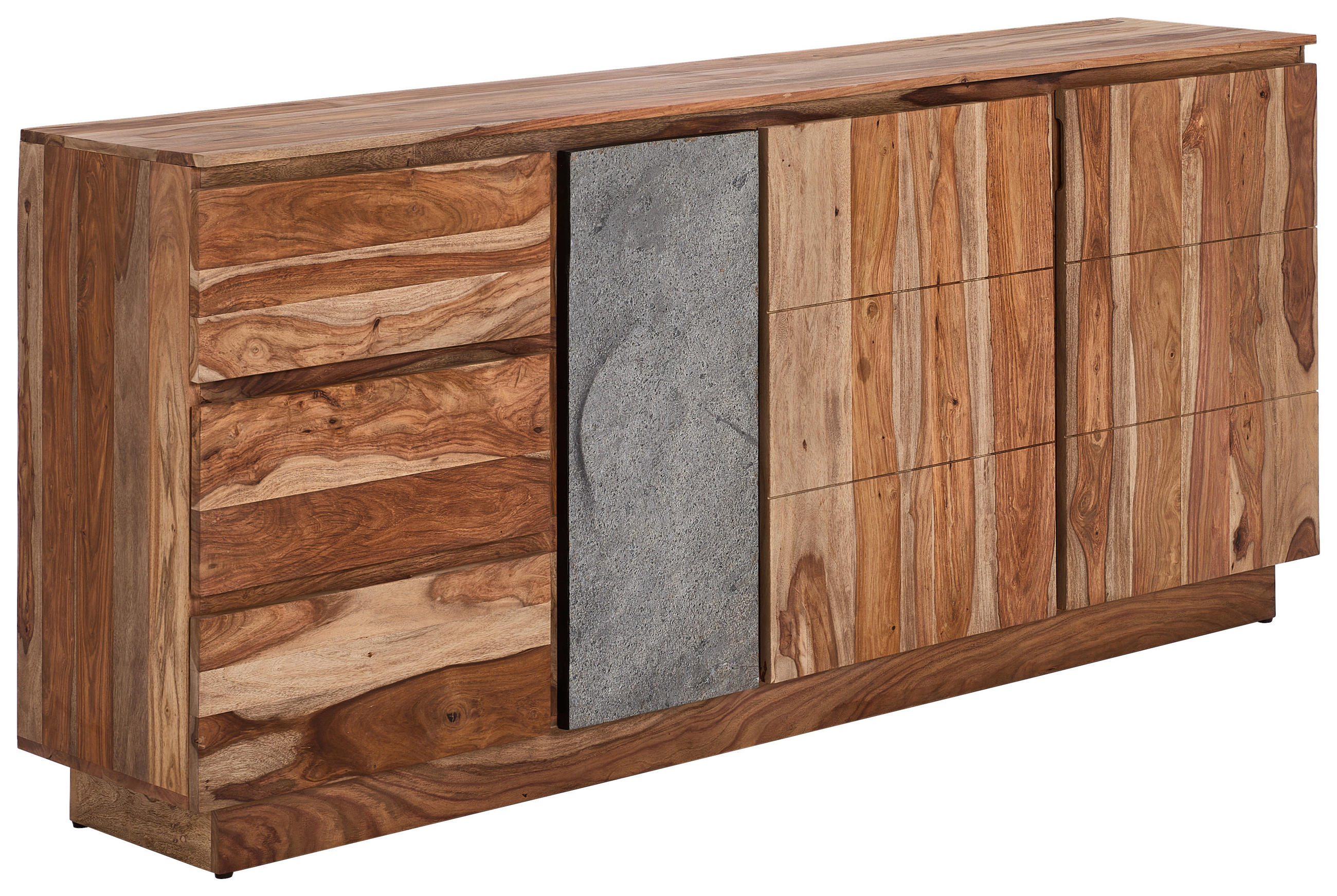 COMODĂ CU UȘI 190/85/42 cm  - culoare natur/gri, Design, lemn/piatră (190/85/42cm) - Livetastic