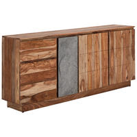 KOMODA, naravne barve  - siva/naravne barve, Design, kamen/les (190/85/42cm) - Livetastic