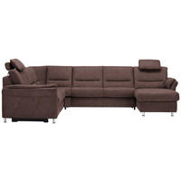 WOHNLANDSCHAFT  in Mikrofaser Braun  - Alufarben/Braun, KONVENTIONELL, Textil/Metall (262/335/173cm) - Beldomo System