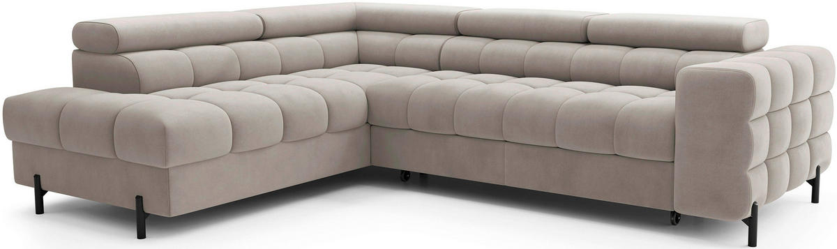 ECKSOFA Plüsch Beige  - Beige/Schwarz, Design, Textil/Metall (200/276cm) - P & B