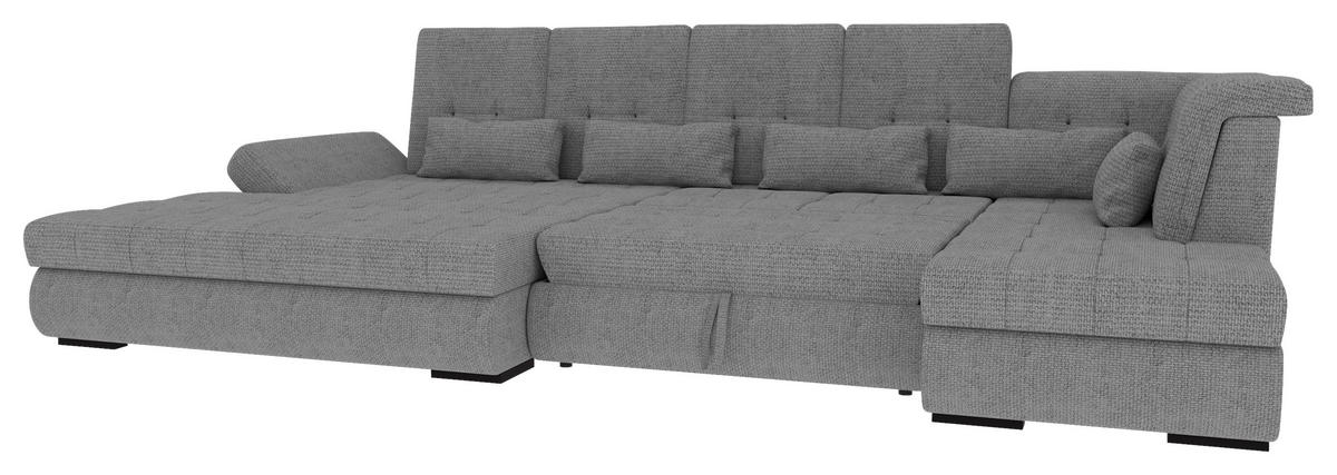 WOHNLANDSCHAFT Grau Struktur  - Schwarz/Grau, KONVENTIONELL, Kunststoff/Textil (212/358/222cm) - Carryhome