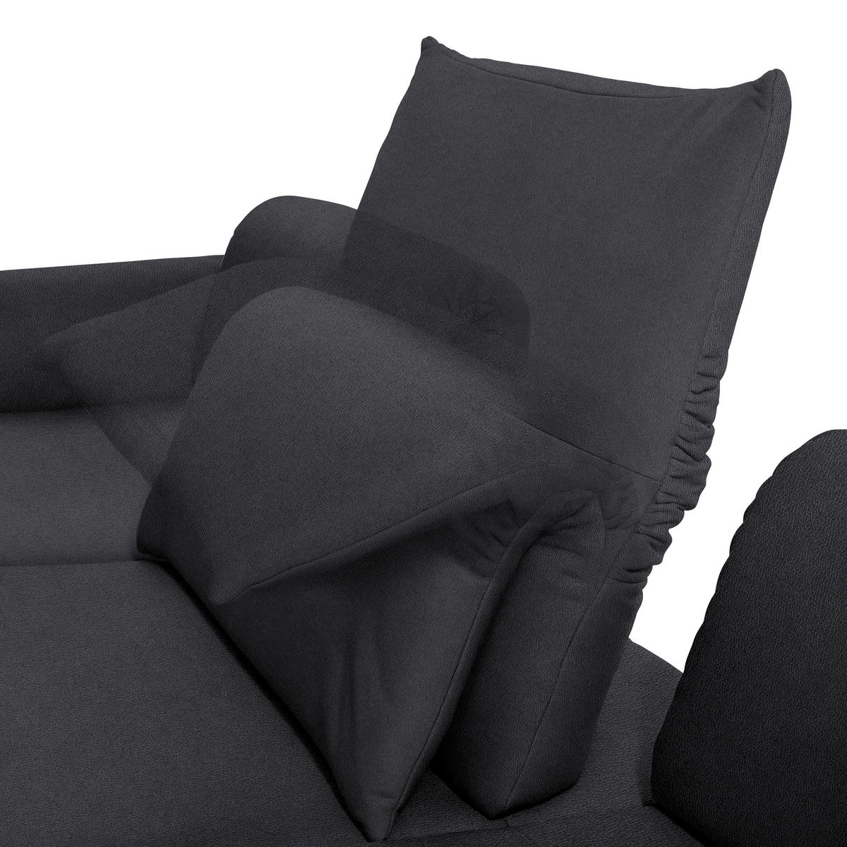 ECKSOFA Posh in Echtleder Anthrazit  173/308 cm  - Anthrazit, Design, Leder/Metall (173/308cm) - Joop!