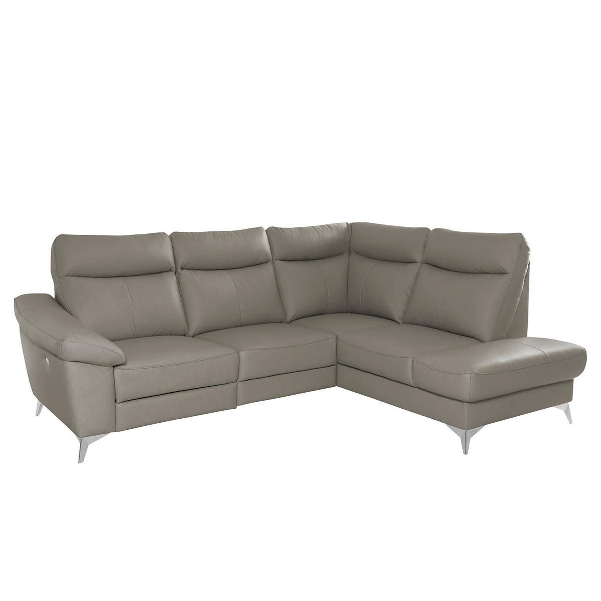 ECKSOFA Schlammfarben Echtleder Lederlook  - Chromfarben/Schlammfarben, Design, Leder/Textil (242/194cm) - Livetastic
