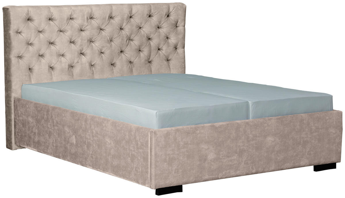 POLSTERBETT 180/200 cm  in Creme  - Creme/Schwarz, Design, Holz/Textil (180/200cm) - Boxxx