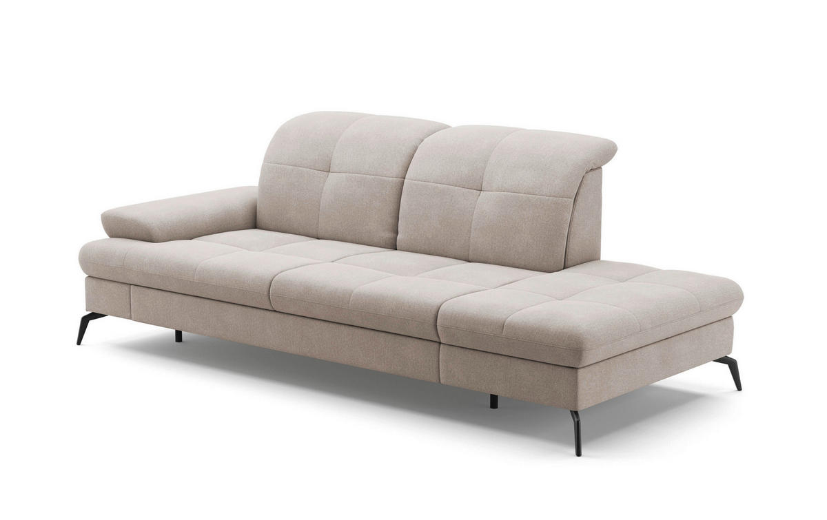RÉCAMIERE in Flachgewebe Greige  - Greige/Schwarz, Konventionell, Textil/Metall (231/90/122cm) - Sit & More