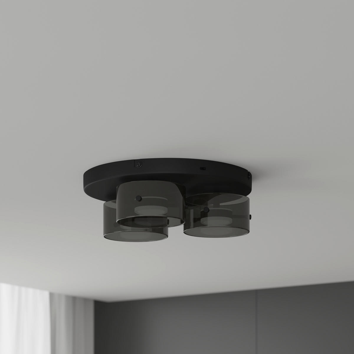 LED-DECKENLEUCHTE 41/12 cm   - Schwarz, Design, Glas/Kunststoff (41/12cm) - Novel