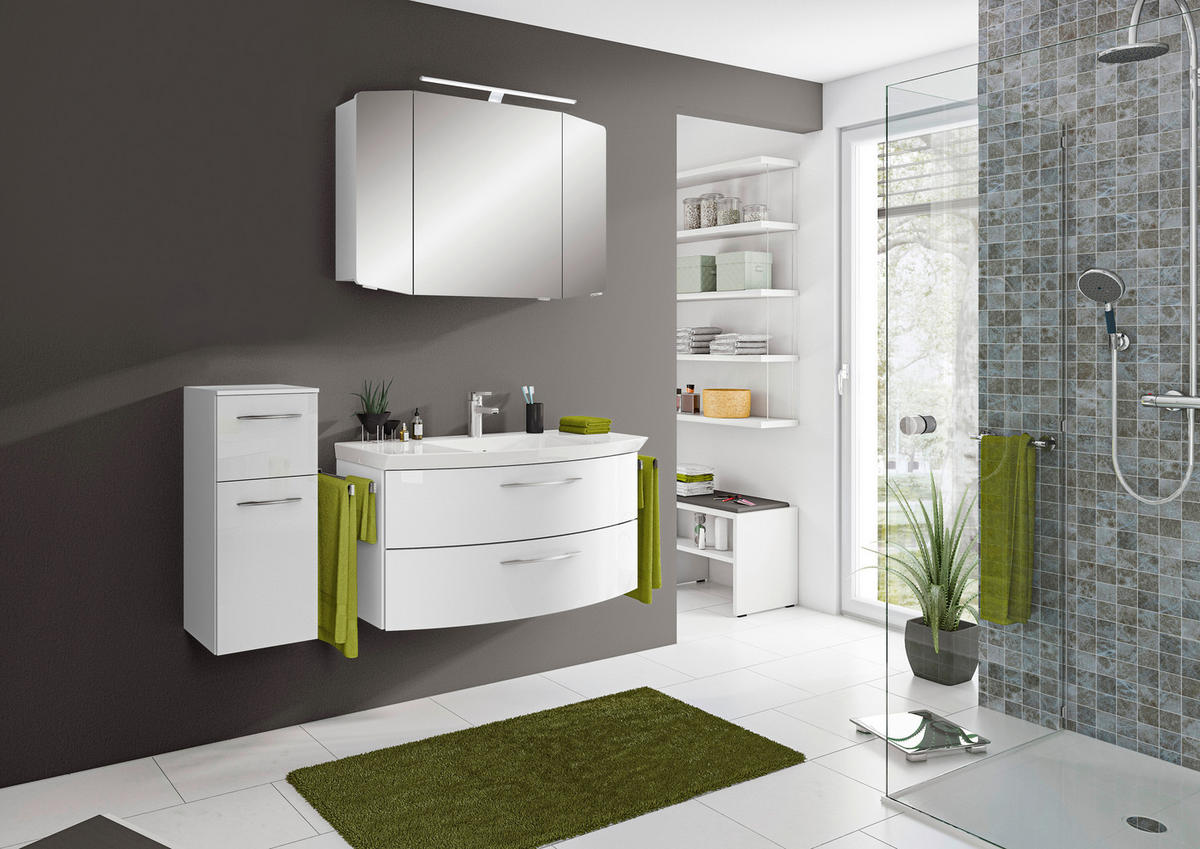 BADEZIMMER 4-teilig  in 131 cm  - Chromfarben/Weiß Hochglanz, KONVENTIONELL, Glas/Holzwerkstoff (131cm) - Pelipal