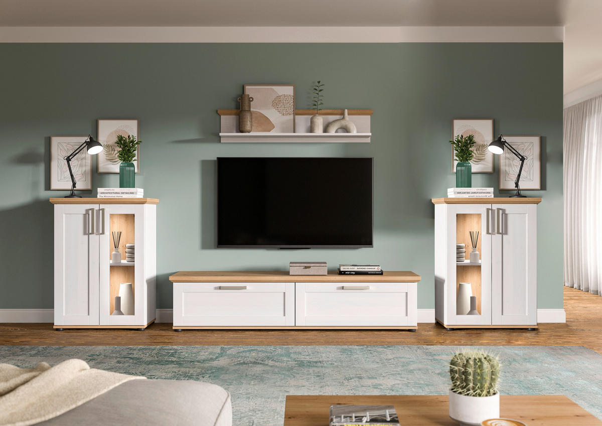 WOHNWAND 4-teilig  in Lärchefarben, Eiche Artisan  316/161/40 cm  - Silberfarben/Lärchefarben, Design, Holzwerkstoff/Kunststoff (316/161/40cm) - Livetastic