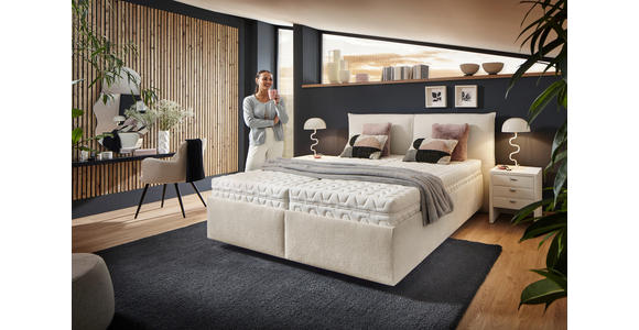 POLSTERBETT 180/200 cm,  in Weiß, Bettkasten, Lattenroste, Matratzen, H2 + H3 = mittel + fest  - Schwarz/Weiß, Design, Holz/Kunststoff (180/200cm) - Voleo