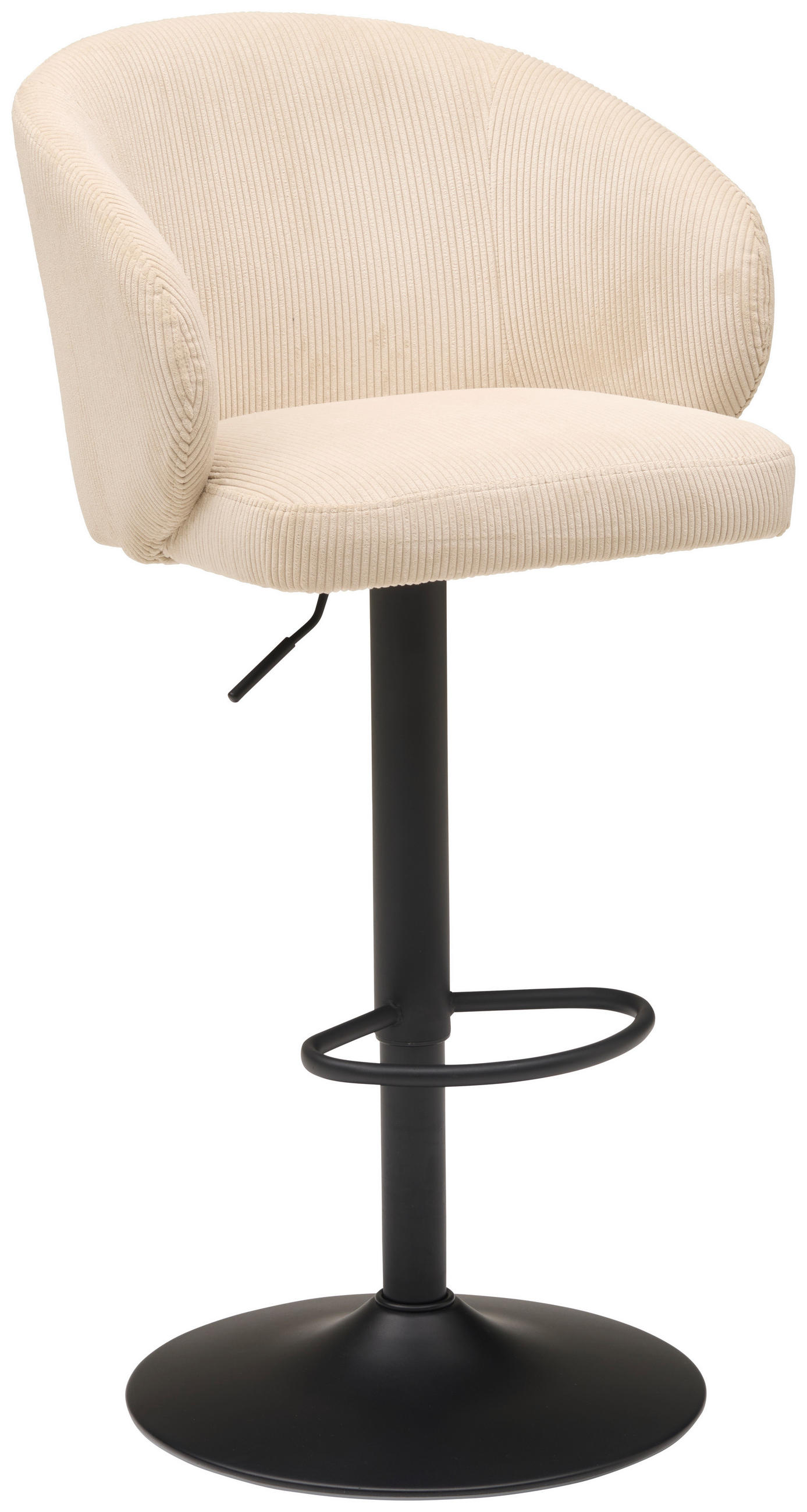 BARHOCKER Cord Schwarz, Beige Eisen  - Beige/Schwarz, KONVENTIONELL, Textil/Metall (54/91-112/52cm) - MID.YOU