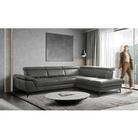 ECKSOFA  in Lederlook Echtleder Anthrazit  274/220 cm  - Anthrazit/Schwarz, Design, Leder/Textil (274/220cm) - Livetastic