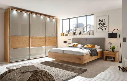 BETT 160/200 cm in Grau, Eichefarben - Eichefarben/Grau, Natur, Holz/Textil (160/200cm) - Valnatura