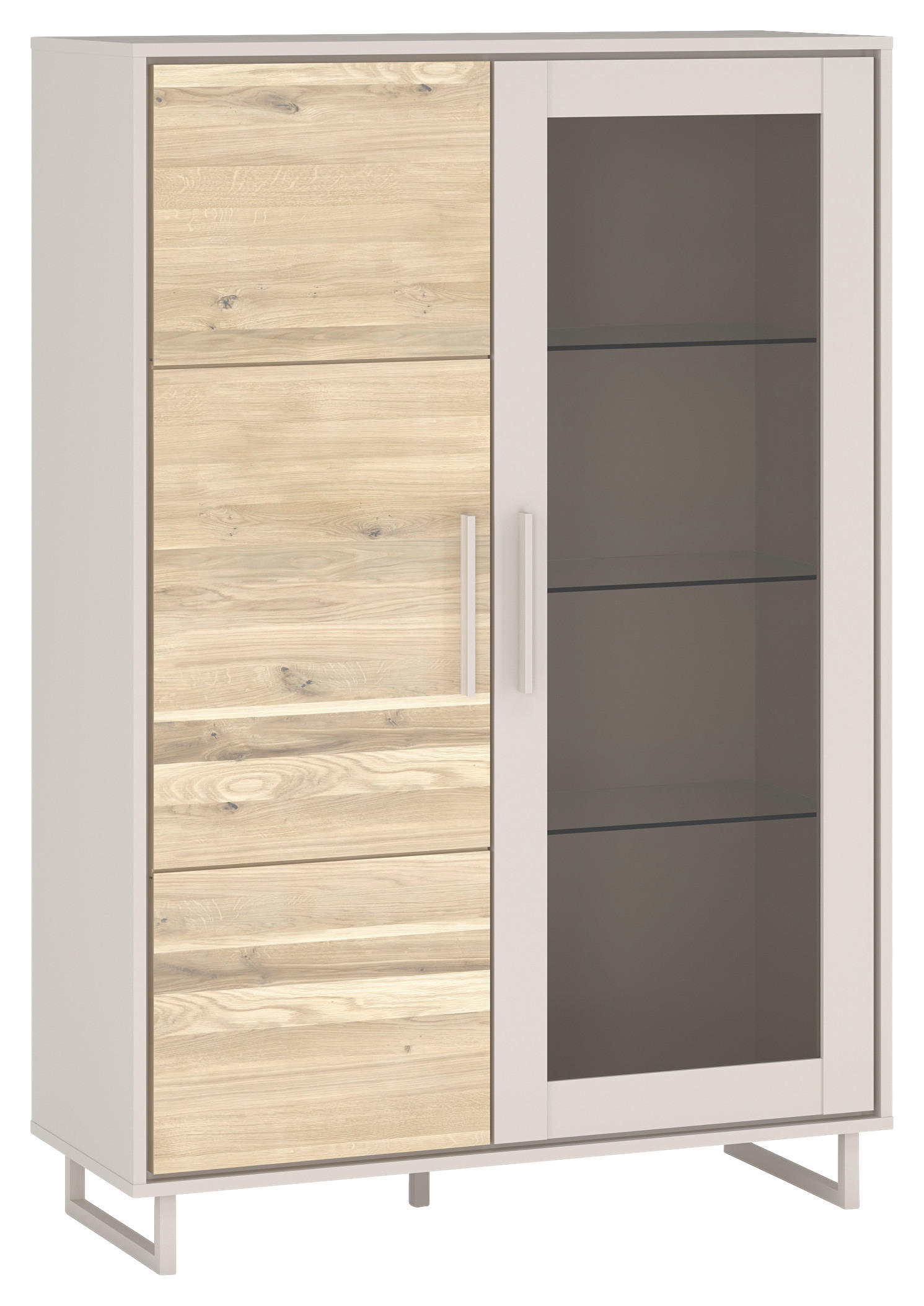 VITRINE  in massiv Eiche Eiche Bianco - Kaschmir/Eiche Bianco, Design, Glas/Holz (102/148/40cm) - Livetastic