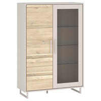 VITRINEmassiv Eiche Eiche Bianco  - Kaschmir/Eiche Bianco, Design, Glas/Holz (102/148/40cm) - Livetastic