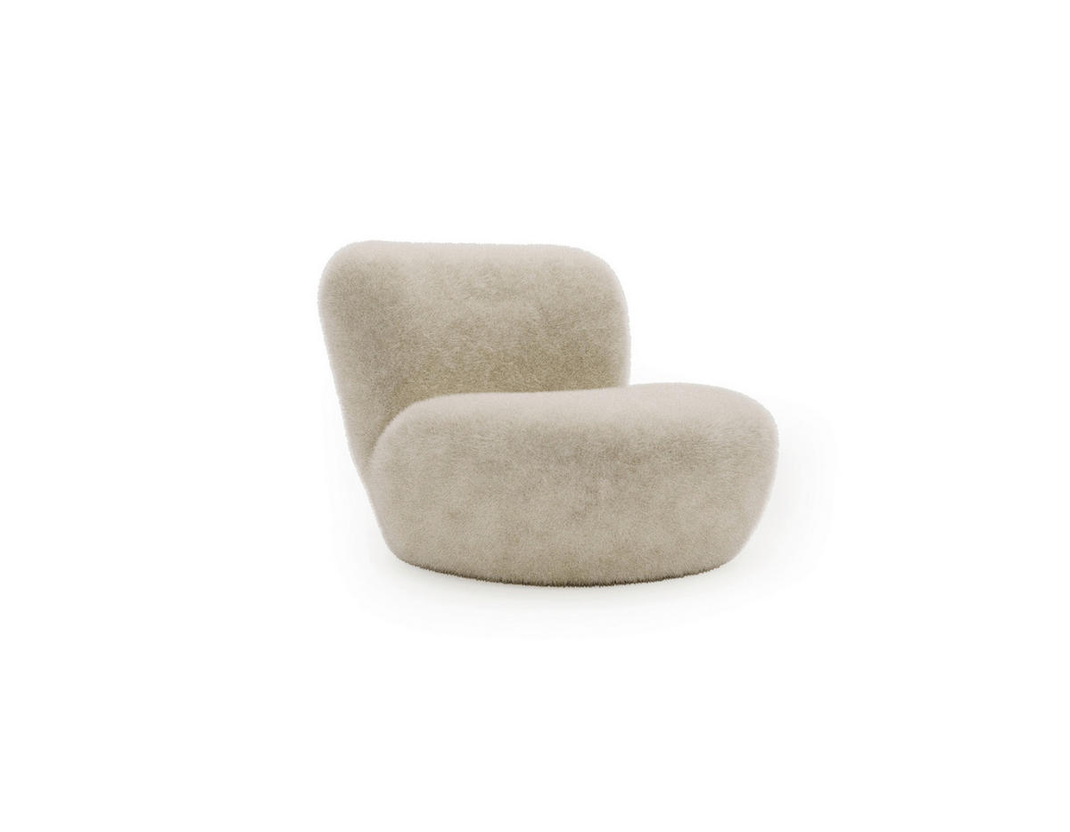 SESSEL Teddystoff Creme  - Creme/Schwarz, Design, Holz/Textil (76/70/70cm) - Livetastic