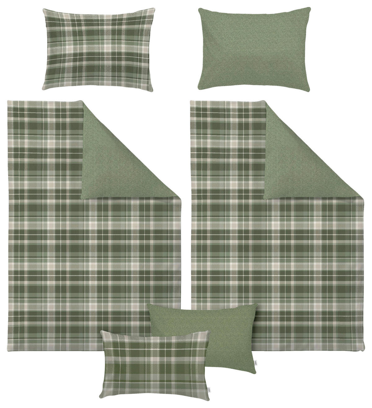 BETTWÄSCHE 6-teilig S. OLIVER Flanell 140/200 cm  - Grün, Basics, Textil (140/200cm) - S. Oliver