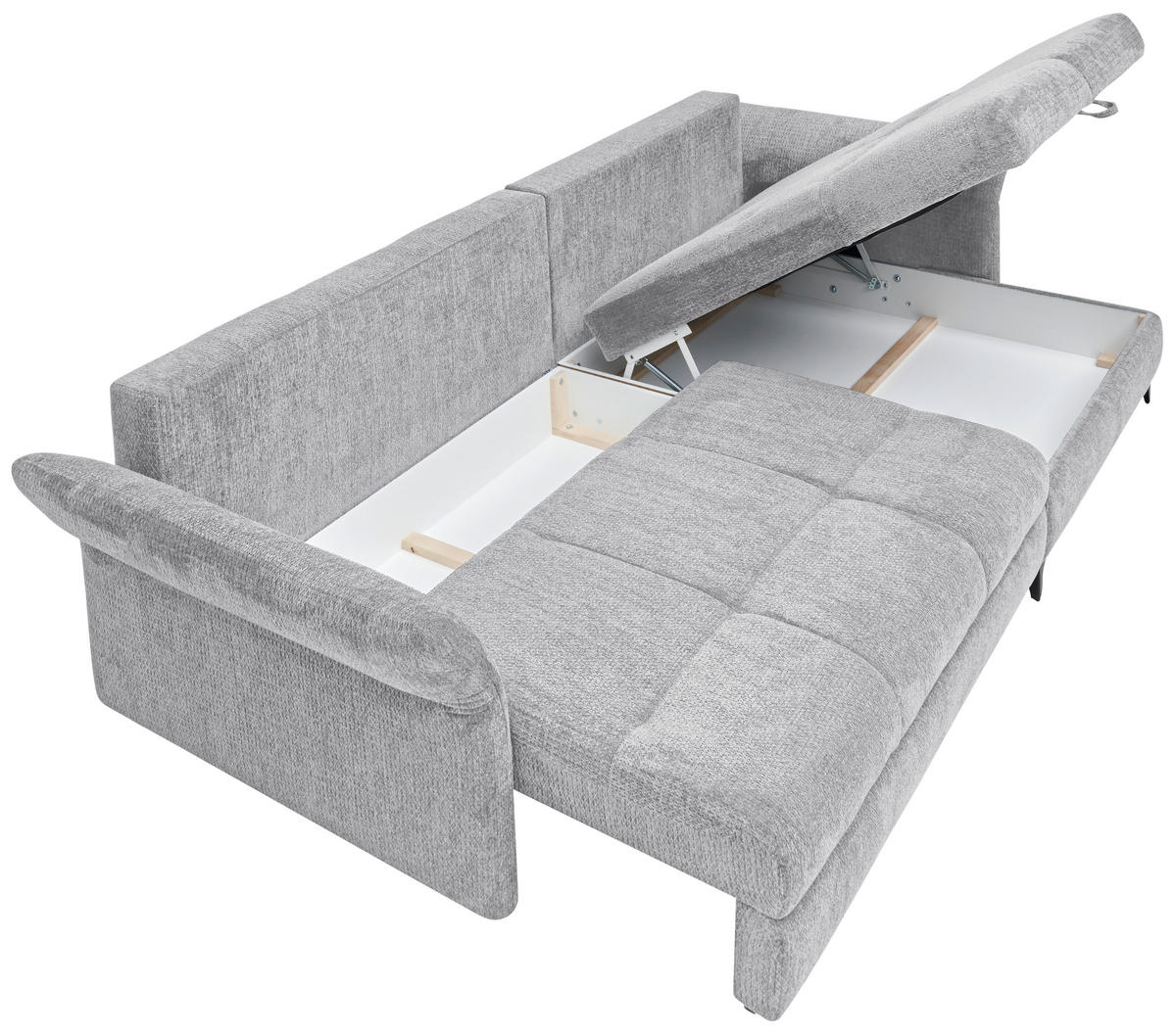 ECKSOFA in Chenille Grau  - Schwarz/Grau, Konventionell, Textil/Metall (291/153cm) - Hom`in