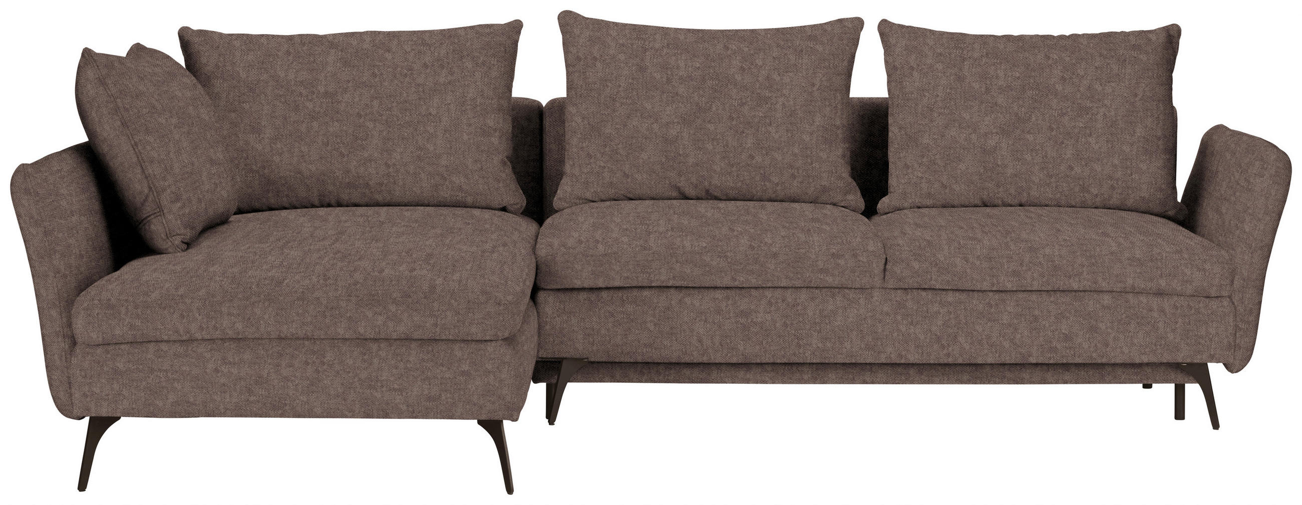 ECKSOFA Braun Webstoff  - Schwarz/Braun, Design, Textil/Metall (182/280cm) - Stylife