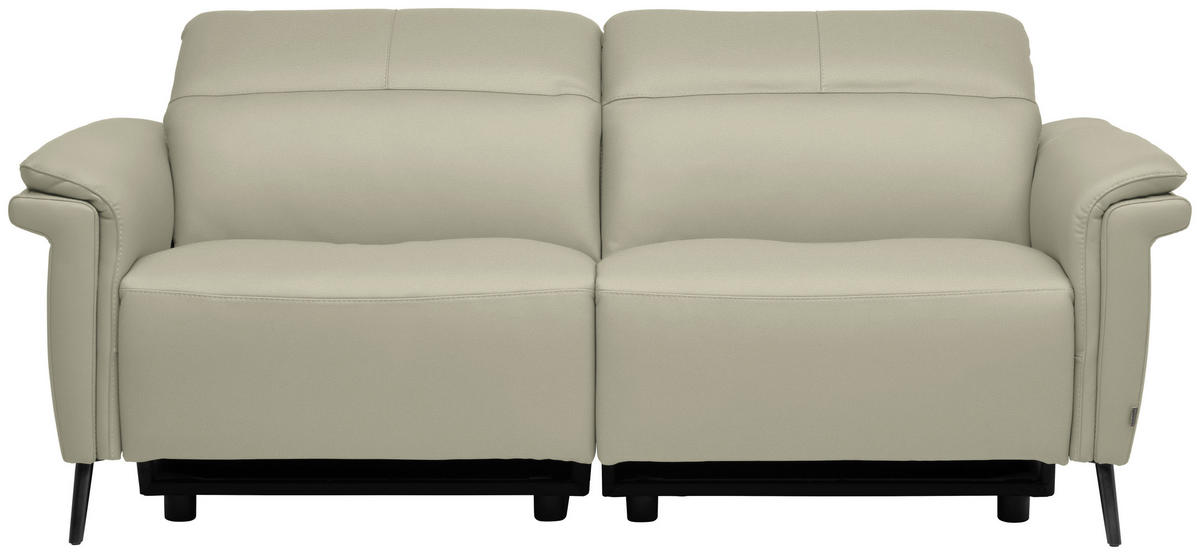 3-SITZER-SOFA Echtleder Silberfarben  - Silberfarben/Schwarz, Design, Leder/Metall (210/79/104cm) - Belluti