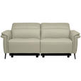 3-SITZER-SOFA  in Echtleder Silberfarben   - Silberfarben/Schwarz, Design, Leder/Metall (210/79/104cm) - Belluti