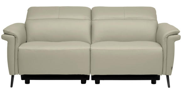 3-SITZER-SOFA  in Echtleder Silberfarben   - Silberfarben/Schwarz, Design, Leder/Metall (210/79/104cm) - Belluti