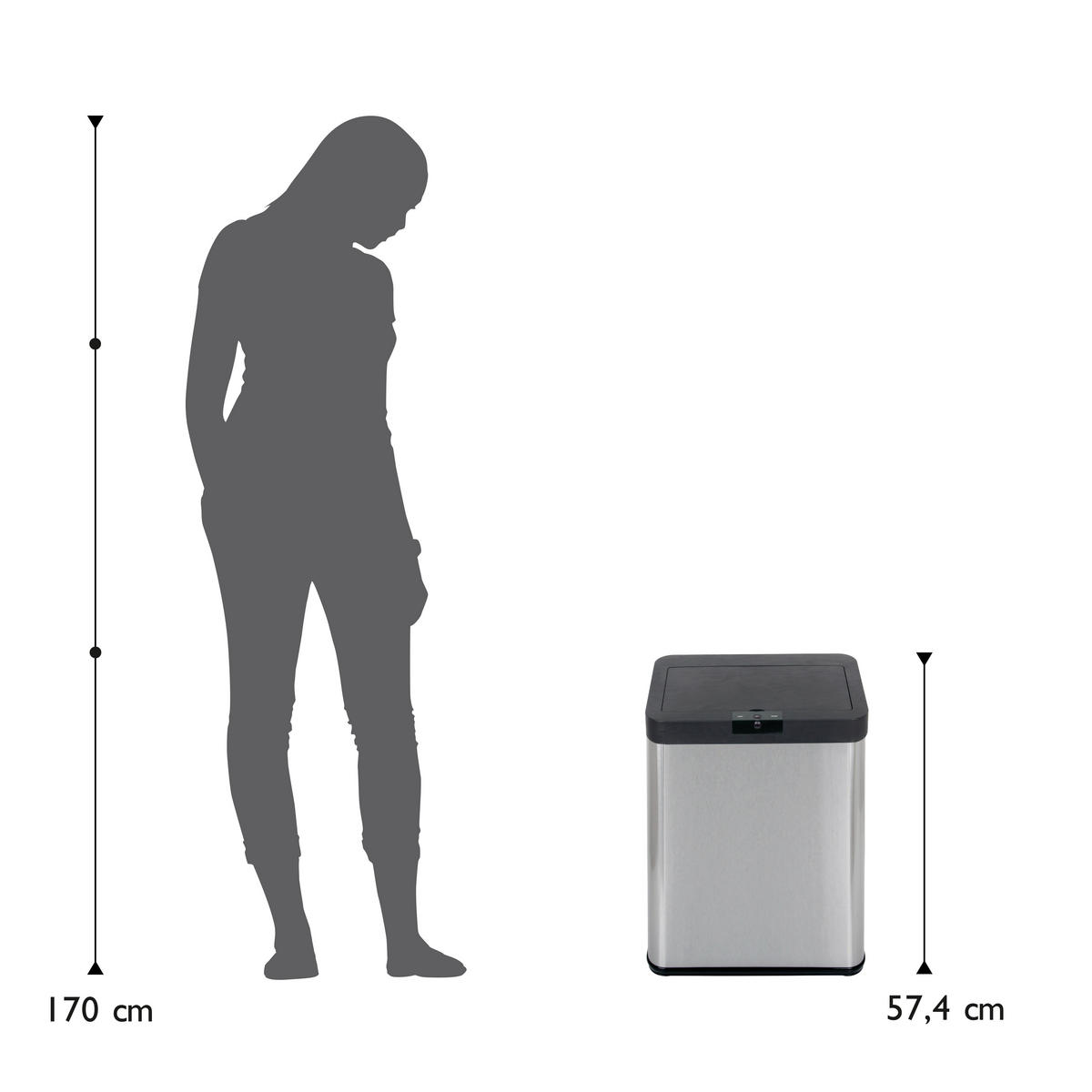 ODPADKOVÝ KOŠ  48 l - černá/barvy stříbra, Trend, kov/plast (40.3/25.3/57.4cm) - Echtwerk