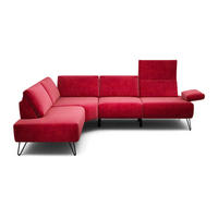 ECKSOFA Cosy Rot Samt  - Rot/Schwarz, Design, Textil/Metall (193/248-263cm) - SENSOO