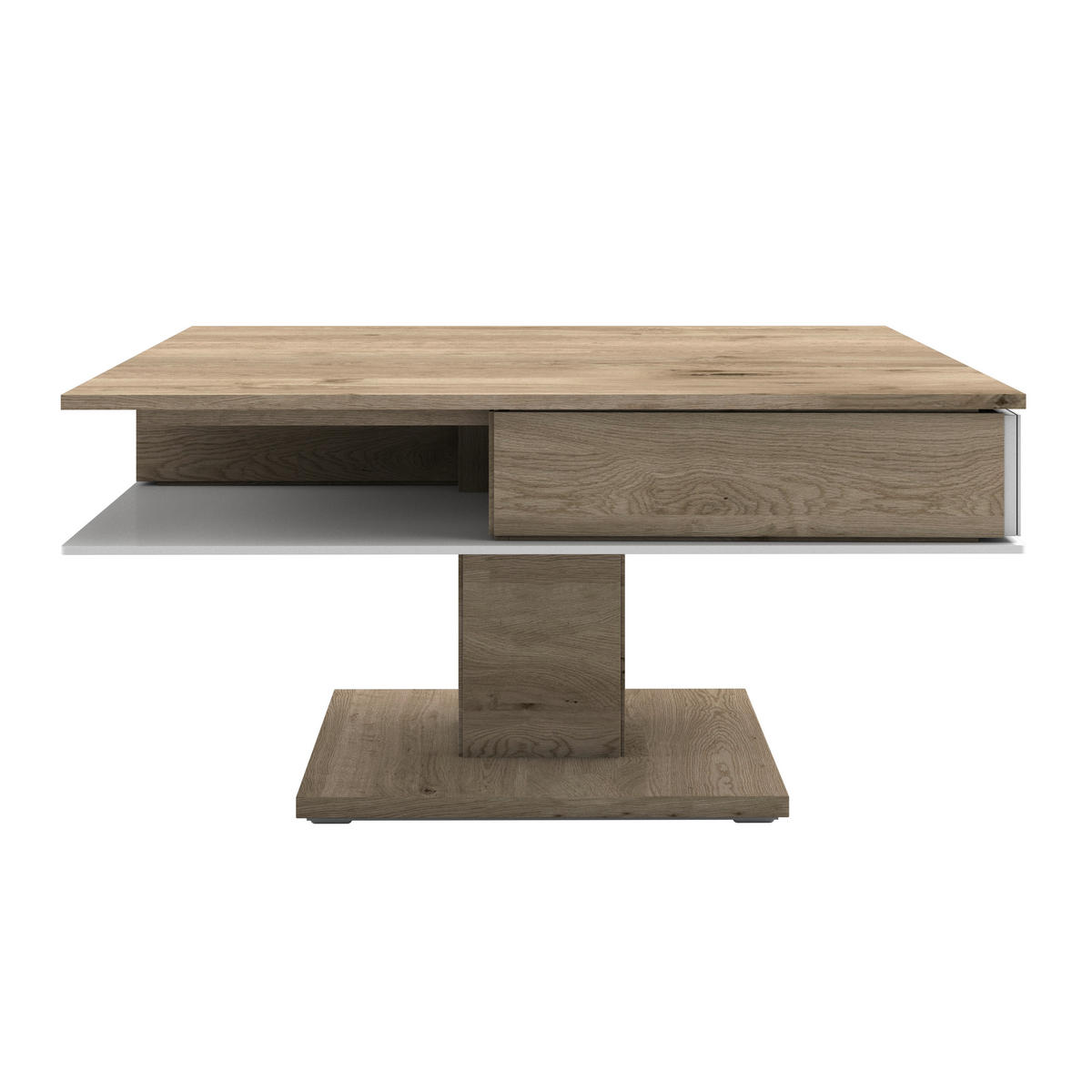 COUCHTISCH in Holz, Glas 90/90/46 cm  - Weiss/Eichefarben, Design, Glas/Holz (90/90/46cm) - Voglauer
