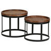 BEISTELLTISCHSET 53/53/45 cm Sheesham massiv Sheeshamfarben rund  - Sheeshamfarben/Schwarz, Design, Holz/Metall (53/53/45cm) - MID.YOU