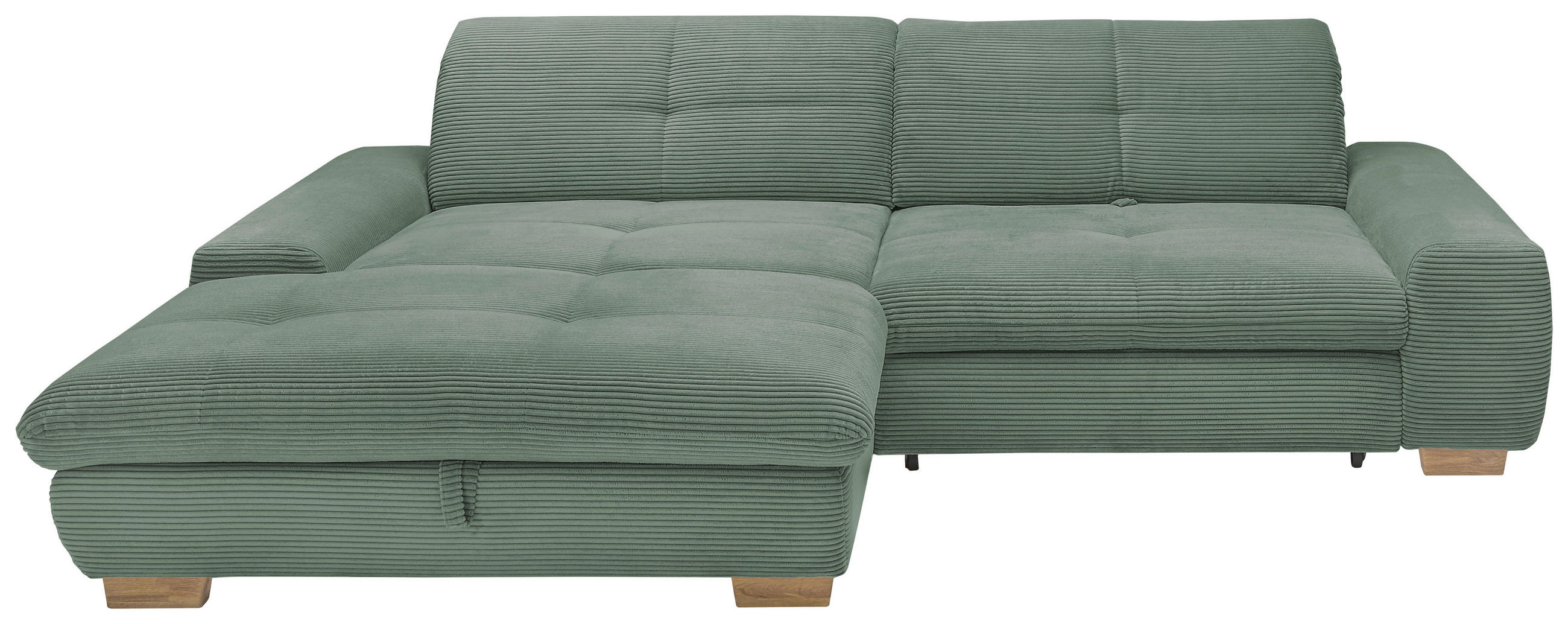 ECKSOFA Olivgrün Cord  - Eichefarben/Olivgrün, Design, Holz/Textil (198/276cm) - SetOne by Musterring