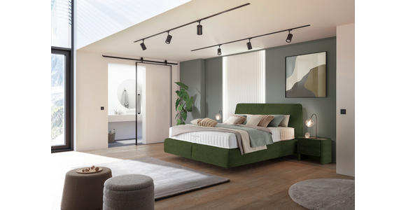 BOXSPRINGBETT 160/200 cm  in Olivgrün  - Schwarz/Olivgrün, Design, Kunststoff/Textil (160/200cm) - Johann Jakob