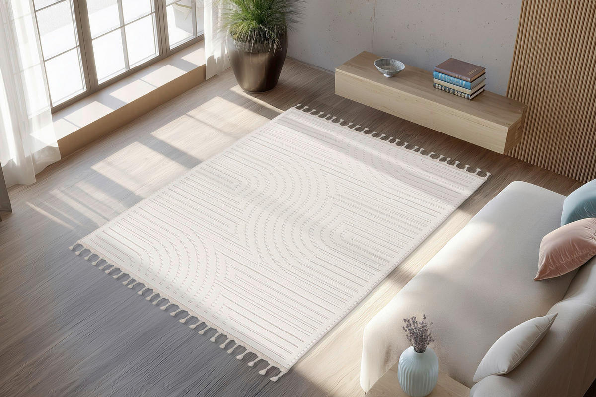 FLACHWEBETEPPICH 160/230 cm Elfenbein  - Elfenbein, Basics, Textil (160/230cm) - Kayoom