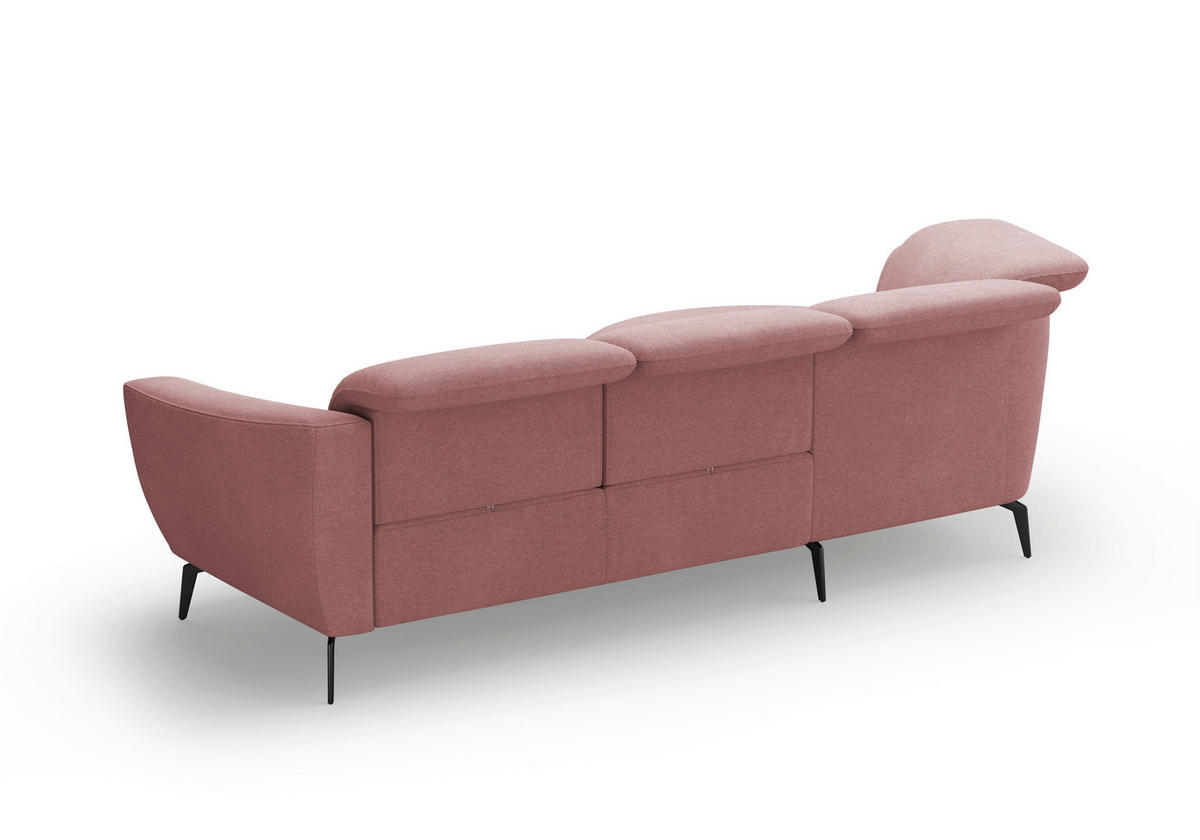 ECKSOFA in Mikrofaser Altrosa  - Schwarz/Altrosa, Konventionell, Textil/Metall (199/309cm) - Sit & More