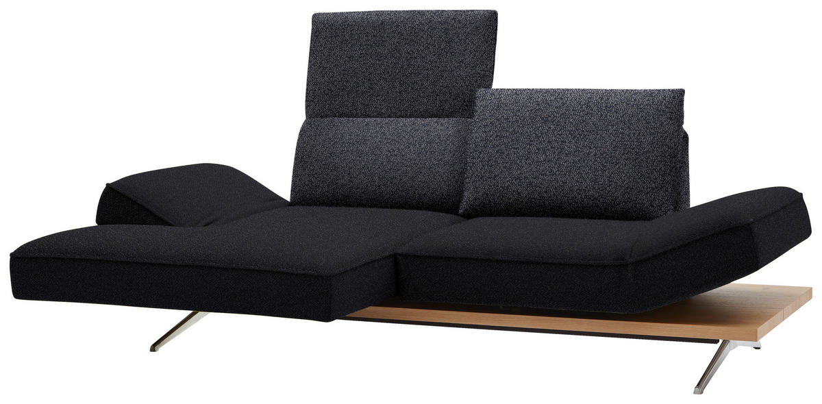 ECKSOFA  in Flachgewebe Schwarz  132/240 cm  - Chromfarben/Schwarz, Design, Holz/Textil (132/240cm) - Koinor