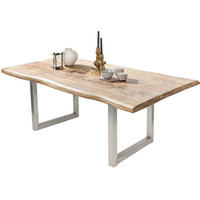 ESSTISCH 240/100/76 cm Echtholz  Holz, Metall rechteckig Naturfarben, Silberfarben  - Silberfarben/Naturfarben, MODERN, Holz/Metall (240/100/76cm) - MID.YOU