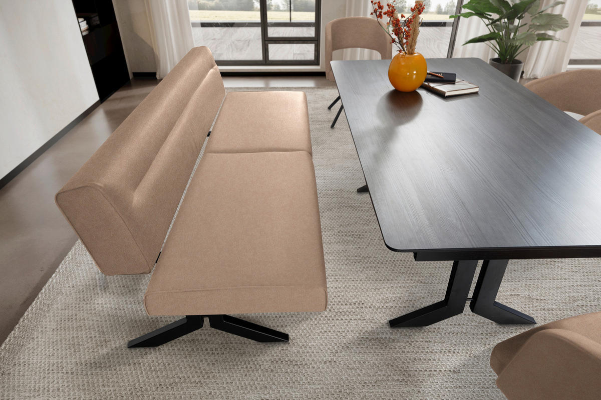 SITZBANK in Metall, Textil Beige  - Beige/Schwarz, Konventionell, Textil/Metall (220/87/70-86cm) - Moderano