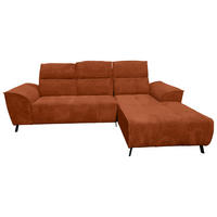 ECKSOFA Rostfarben Cord  - Rostfarben/Schwarz, KONVENTIONELL, Textil/Metall (290/196cm) - Carryhome