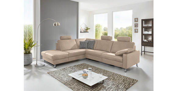 ECKSOFA in Mikrofaser Beige 242/275 cm - Beige/Alufarben, Design, Textil/Metall (242/275cm) - Dieter Knoll