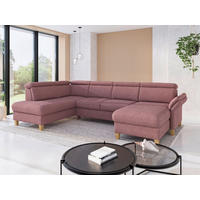 WOHNLANDSCHAFT GLENDALE E Aubergine Chenille  - Eichefarben/Aubergine, KONVENTIONELL, Holz/Textil (193/321/166cm) - Sit & More