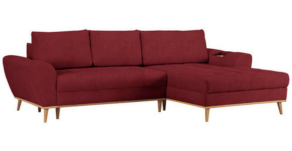 ECKSOFA in Webstoff Rot  - Eichefarben/Rot, Design, Holz/Textil (282/175cm) - Carryhome