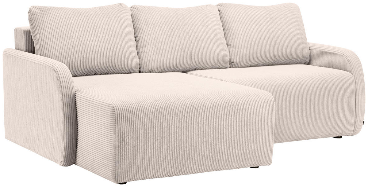 ECKSOFA in Cord Naturfarben  - Schwarz/Naturfarben, Konventionell, Kunststoff/Textil (217/146cm) - Carryhome