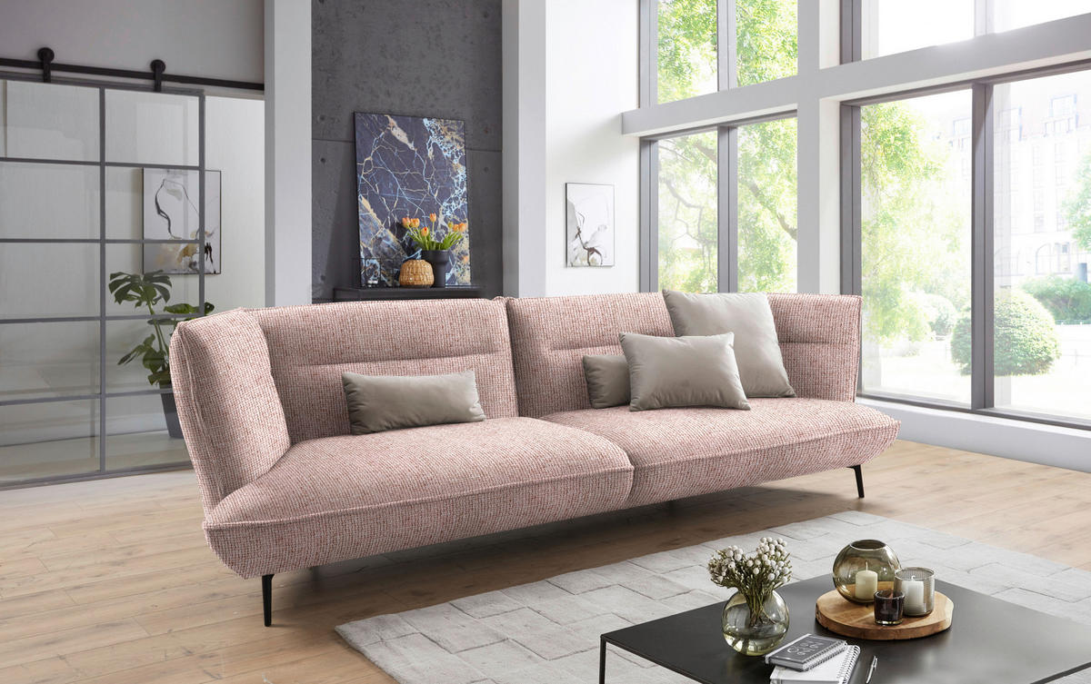 MEGASOFA in Flachgewebe Altrosa  - Schwarz/Altrosa, Design, Holzwerkstoff/Textil (339/92/99cm) - Moderano