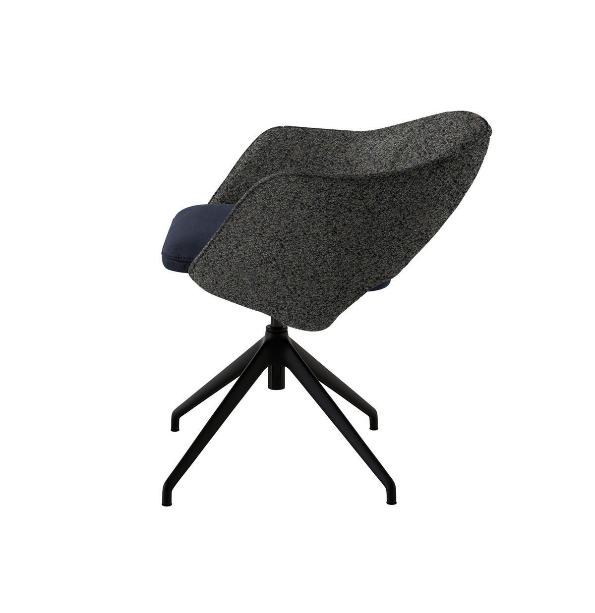 ARMLEHNSTUHL  Stoffauswahl, Wippfunktion, Sitzfläche 360° drehbar, gepolsterte Armlehnen Flachgewebe  - Blau/Schwarz, Design, Textil/Metall (63/74-90/57-73cm) - Koinor