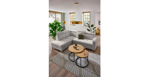 ECKSOFA inkl. Funktionen Grau Samt - Grau, Design, Holz/Textil (206/261cm) - Venda