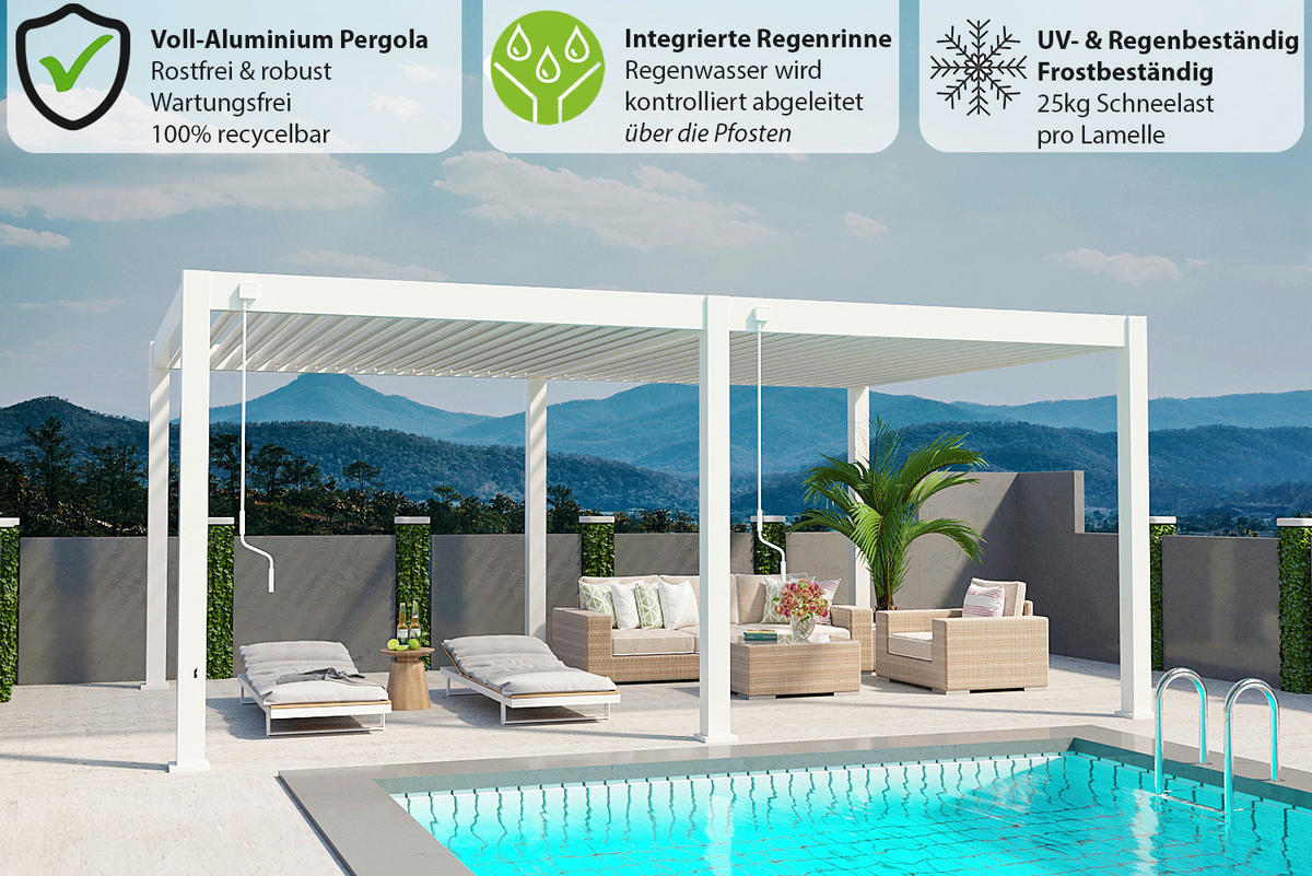 PERGOLA 600/255/400 cm   - Weiß, Basics, Metall (600/255/400cm) - WEIDE