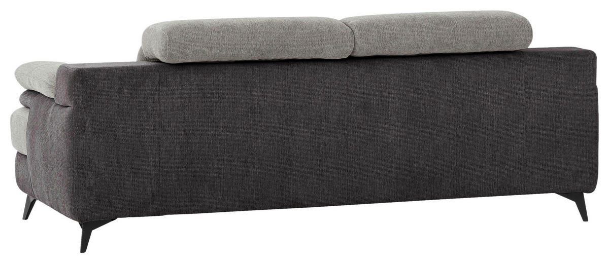 2-SITZER-SOFA Chenille Hellgrau, Dunkelgrau  - Dunkelgrau/Hellgrau, Design, Textil/Metall (205/80/104cm) - Livetastic