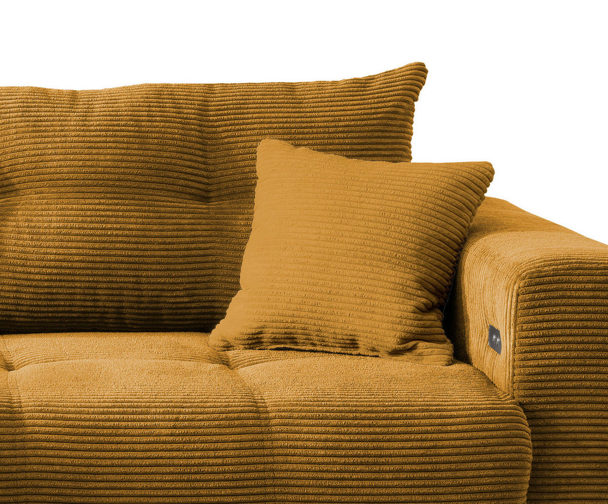 ECKSOFA in Cord Goldfarben  - Goldfarben/Schwarz, Modern, Holz/Textil (177/246cm) - MID.YOU